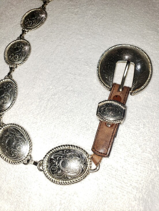 Tony Lama Silver Concho Western Leather Belt with Brown Straps main image 4